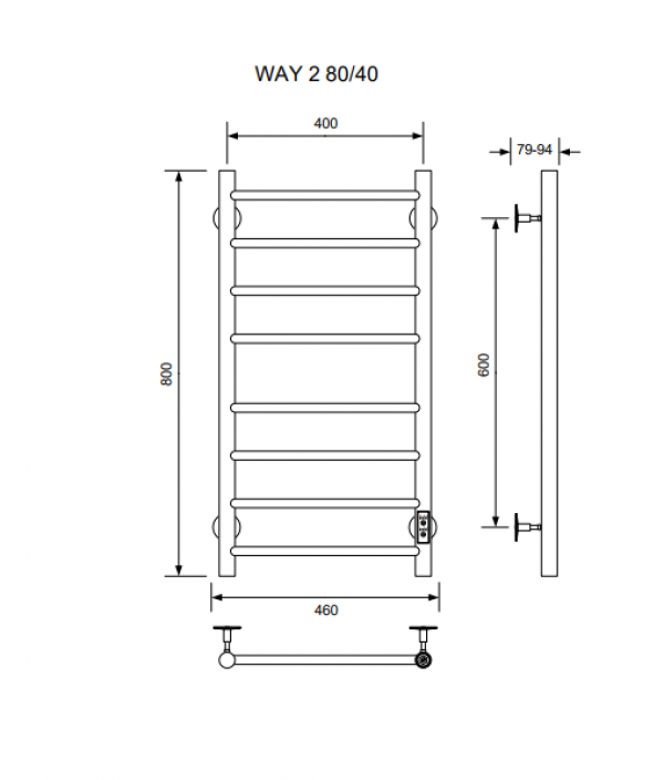 Полотенцесушитель WAY II 80/40 U (RAL9005 mat)