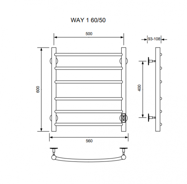 Полотенцесушитель WAY I 60/50 U (RAL9005 mat)