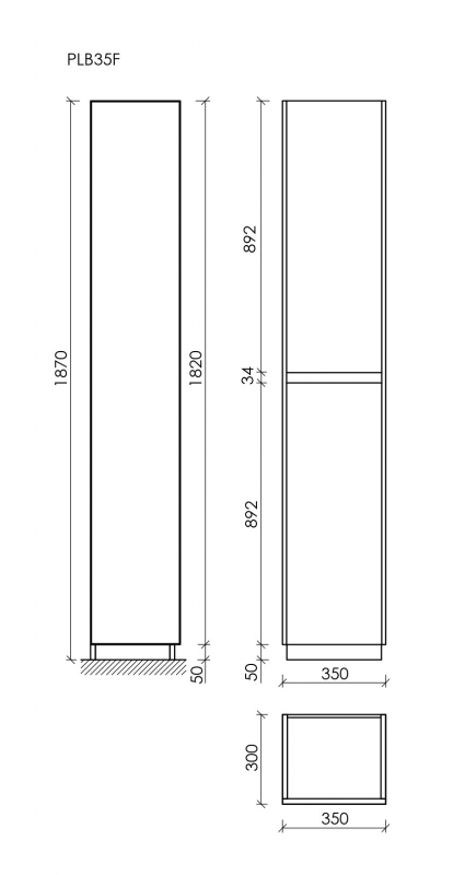 Шкаф-пенал SANCOS Libra Floor напольный, дуб чарльстон, 350х300х1870мм,  арт. PLB35FECH