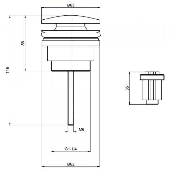 AQM7003MB Донный клапан, Черный матовый