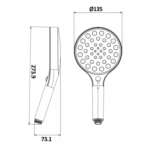 AQM8501MW Ручной душ Ø135мм, 4 режима, слайдер, Белый