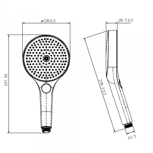 AQM8504MB Ручной душ Ø135мм, 4 режима, слайдер, Черный