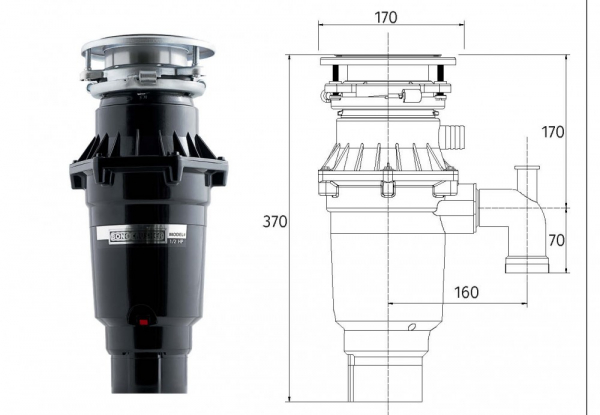 Измельчитель пищевых отходов бытовой BoneCrusher 810 AS-Slim Line