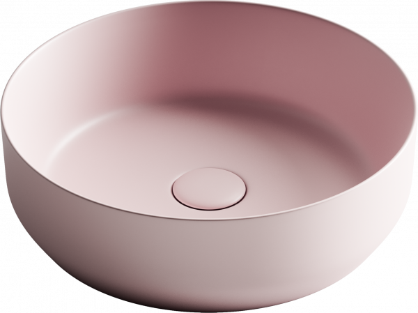 Умывальник чаша накладная круглая (цвет Розовый Матовый) Element 390*390*120мм