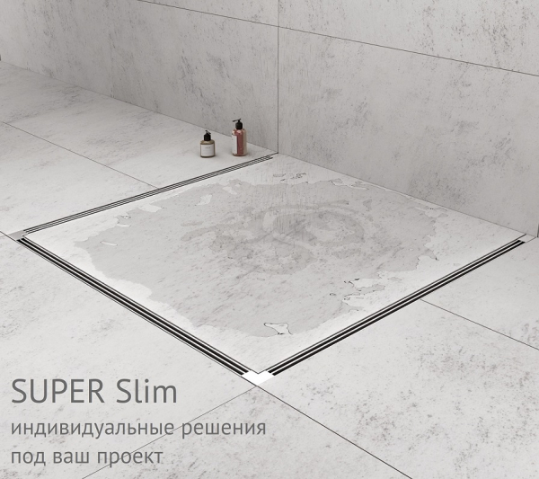 Желоб BERGES водосток SUPER Slim 800, хром глянец, S-сифон D50 H60 боковой