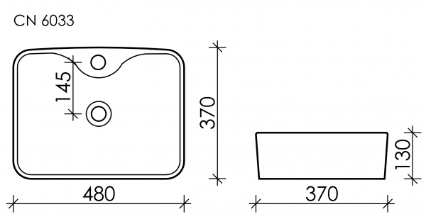 Умывальник чаша накладная прямоугольная Element 480*370*130мм