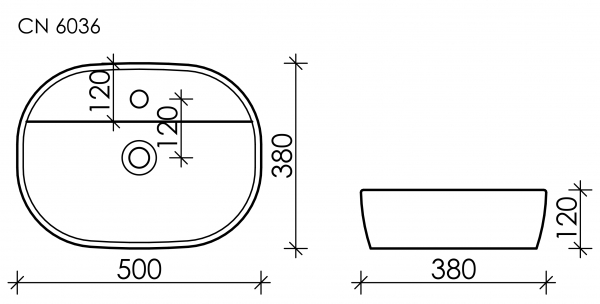 Умывальник накладной Element 500*380*120мм