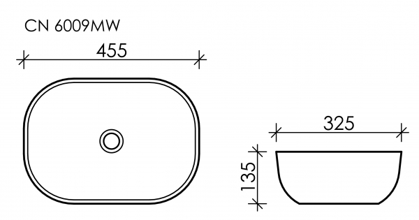 Умывальник чаша накладная прямоугольная (цвет Белый Матовый) Element 455*325*135мм