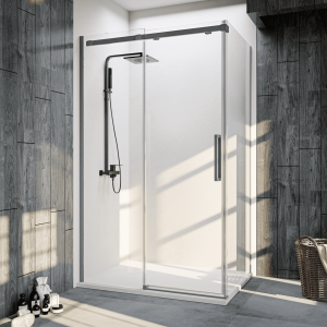 Душевой угол Veconi Rovigo RV-070GR, 1500х1000х1950, брашированный графит, стекло прозрачное Ника Казань