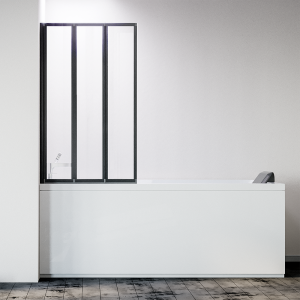 Шторка на ванну Veconi Palau PL-73BL, 900x1500, черный, стекло прозрачное Ника Казань